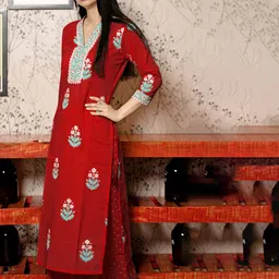 GoSriKi Women Ethnic Motifs Printed Regular Kurta with Palazzos & With Dupatta image 3