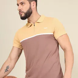 Technosport Colourblocked Polo Collar Rapid-Dry Moisture-Wicking Slim Fit T-shirt-picture-41