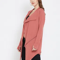 Hypernation Rust Brown Solid Open Front Longline Shrug image 3