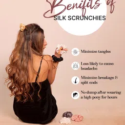 Furbo Women Assorted Set of 5 Pure Mulberry Silk Scrunchies image 3