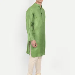 Aashima Wahal  Mandarin Collar Cotton Silk Pathani Kurta image 5