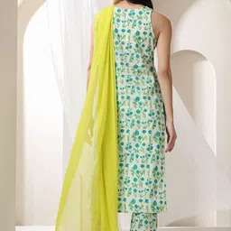 Khushal K Women Floral Printed Regular Pure Cotton Kurta with Palazzos & With Dupatta image 5