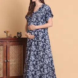 Secret Wish Printed Full Length Maternity Nightdress image 4