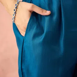 KALINI Ethnic Motifs Embroidered Thread Work Straight Kurta With Trousers image 5