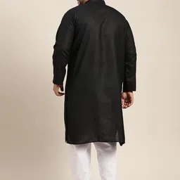 SOJANYA PLUS Size Men Black Pure Cotton Kurta image 3