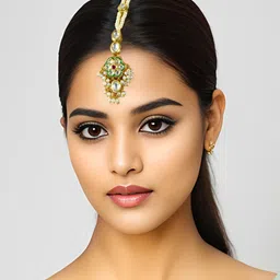 aadita Gold-Plated Stone-Studded & Beaded Maang Tikka-image-69