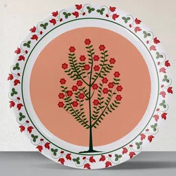 nestroots Orange-Colored & White Mughal Garden Printed Ceramic Wall Plate-image-9