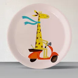 nestroots White & Yellow Rooms Girrafe Printed Ceramic Wall Plate-image-72