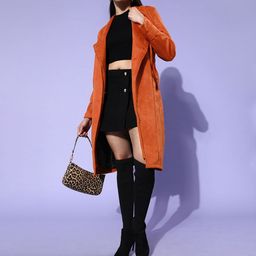 Athena Women Rust Solid Trench Coat-picture-37