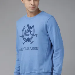 u.s. polo assn. U S Polo Assn Men Blue Brand Logo Printed Sweatshirt image 2