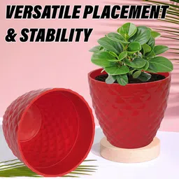Kuber Industries Red 6 Pcs Diamond Pattern Flower Planters image 3
