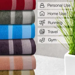 Athom Living Grey & Peach 2 Pieces Cotton Bath Towels image 5