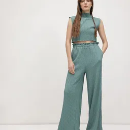 The Roadster Life Co. Textured Sleeveless Crop Top with Palazzos image 2