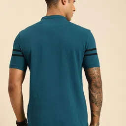 Being Human Men Blue Typography Polo Collar Applique T-shirt image 4