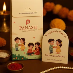 PANASH Gold Plated Artificial Stones Studded & Beaded Thread Rakhi With Roli Chawal image 4