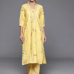 Libas Women Floral Printed Gotta Patti Kurta with Palazzos image 4
