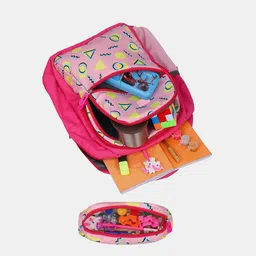 THE CLOWNFISH Kids Geometric Printed Medium Backpack with Zip Pouch image 2