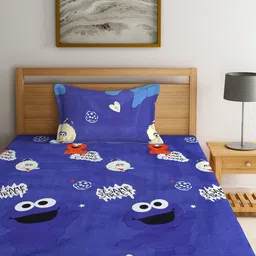 KLOTTHE Blue & Yellow Graphic 210 TC Polycotton 2 Single Bedsheet with 2 Pillow Covers image 3