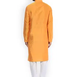 KISAH Men Yellow & White Solid Kurta with Churidar image 4