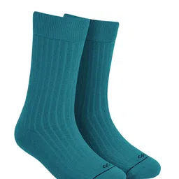 Dynamocks Unisex Pack of 2 Yellow & Teal Green Solid Calf-Length Socks image 3