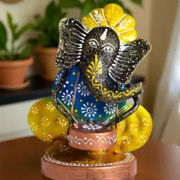 Golden Peacock Yellow Blue Handcrafted Ganesha Showpiece-image-82