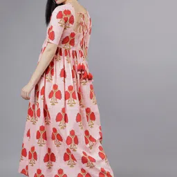 Vishudh Women Pink & Red Floral Print Maxi Dress image 3