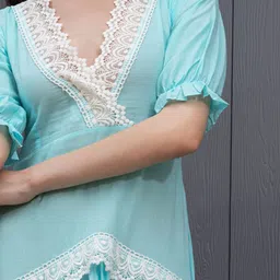 House of Abeena Puff Sleeve Fit & Flare Maxi Dress image 4