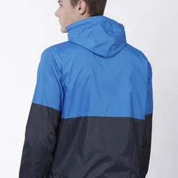 Plutus Men Blue Colourblocked Windcheater Jacket image 4