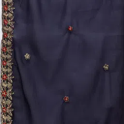 Mitera Navy Blue & Gold-Toned Embroidered Unstitched Dress Material image 4