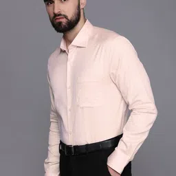 Louis Philippe Gods & Kings Men Pink Classic Long Sleeves Giza Cotton Formal Shirt image 5