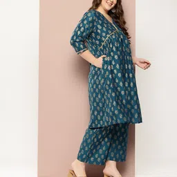 Sztori Plus Size Ethnic Motifs Kurta Set image 4