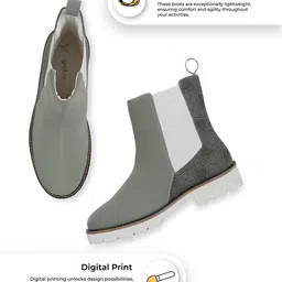 yoho Women Mid Top Digital Printed Chelsea Boots image 4