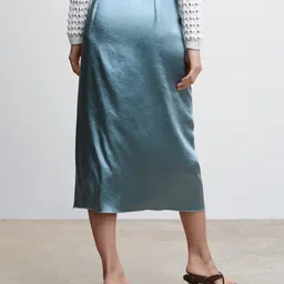 MANGO Satin Wrap Midi skirt image 2