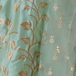 PICCOLO Girls Green Floral Kurti with Skirt & With Dupatta image 5