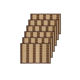 HOKIPO Set Of 6 Brown & Beige Heat Resistant Wooden Table Placemats image 2