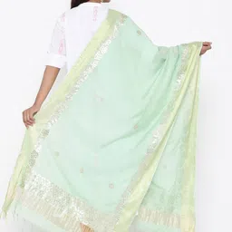 SOUNDARYA Women Olive Solid Dupatta image 4