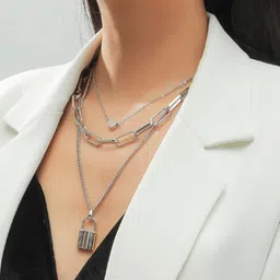 OOMPH Silver Layered Necklace-picture-23