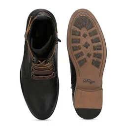 Delize Men Black Solid High-Top Flat Boots image 2