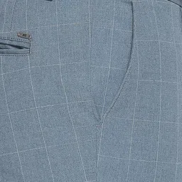 Basics Men Blue Tapered Fit Checked Regular Trousers image 2