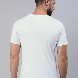 BRATMA Men White & Red Conversational Printed Pure Cotton T-shirt image 5