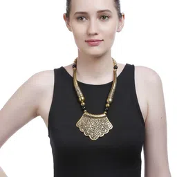 Bamboo Tree Jewels Gold-Toned & Red Statement Necklace image 3