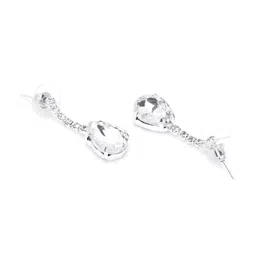 Yellow Chimes Silver-Plated & White CZ-Studded Teardrop-Shaped Jewellery Set image 2
