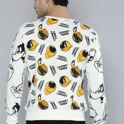 Kook N Keech Looney Tunes Men White Looney Tunes Printed Sweatshirt image 3