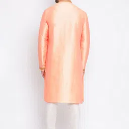 here&now x sanwara Sanwara Men Orange Solid Straight Kurta image 3