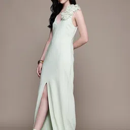 mango selection MANGO V-Neck Sleeveless Sheath Maxi Dress with Front Slit image 4