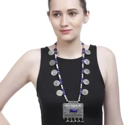 Bamboo Tree Jewels Silver-Toned & Purple Metal Handcrafted Necklace image 3