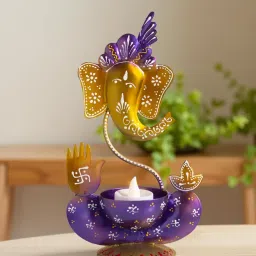 Golden Peacock Purple Gold Handcrafted Ganesha Showpiece-image-63