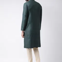 KISAH Men Green Solid Straight Kurta image 3