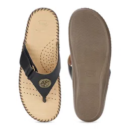 Scholl Blue & Beige Printed Leather Comfort Sandals with Velcro image 5