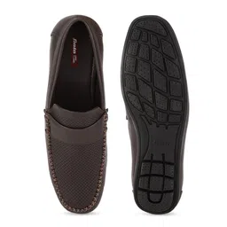 Bata Men Brown Perforations PU Loafers image 3